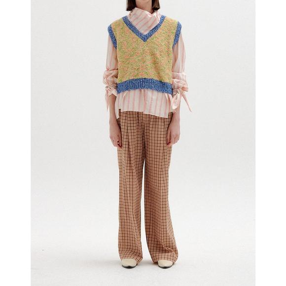 NEW EENK siki trimmed knit vest in yellow/blue multi - Picture 1 of 2